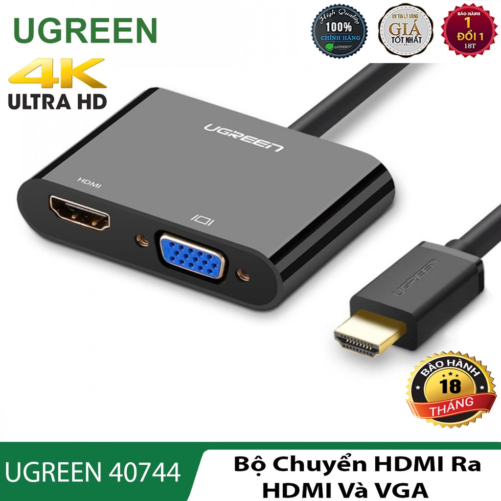 Dây cáp chuyển cổng HDMI sang cổng HDMI & VGA l Hỗ trợ độ phân giải Ultra HD 4K, trình chiếu 3D