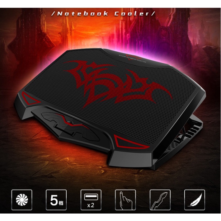 Đế tản nhiệt laptop macbook Nuoxi có 3, 6 quạt làm mát nhanh chống ồn đèn led gaming giúp tăng hiệu năng bảo vệ máy tính