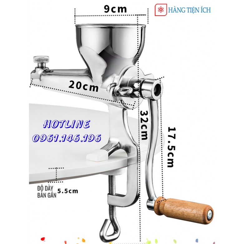 Máy ép chậm cỏ lúa mì bằng tay Inox Cổ điển - Bảo hành 1 năm