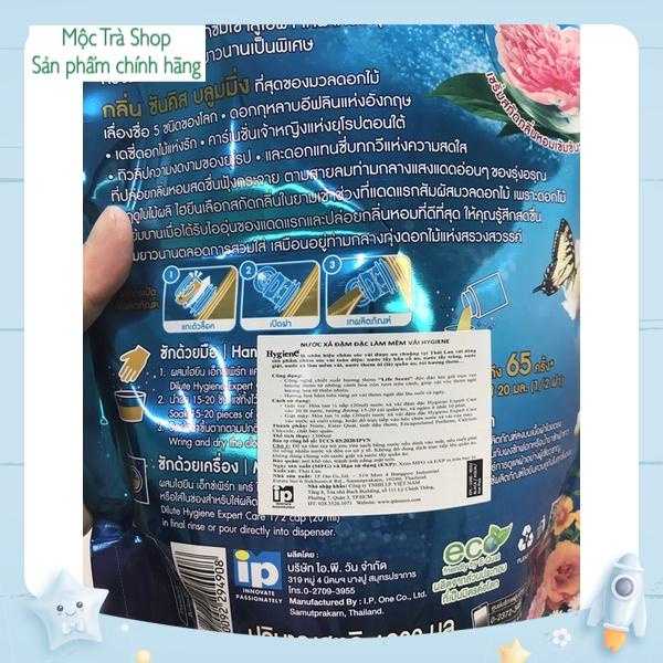 Mẫu mới 2022 - Nước xả vải Hygiene Thái Lan đậm đặc lưu hương lâu hơn (Túi) 1150ml tem phụ đầy đủ - moctra251219