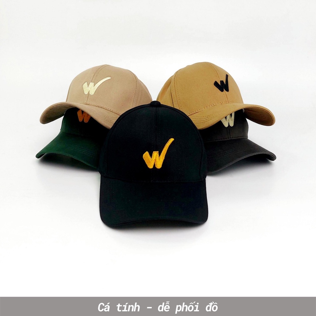 Mũ lưỡi trai Unisex  Nón kết Ulzzang thêu chữ W chất kaki cao cấp Molly Fashion – NK21