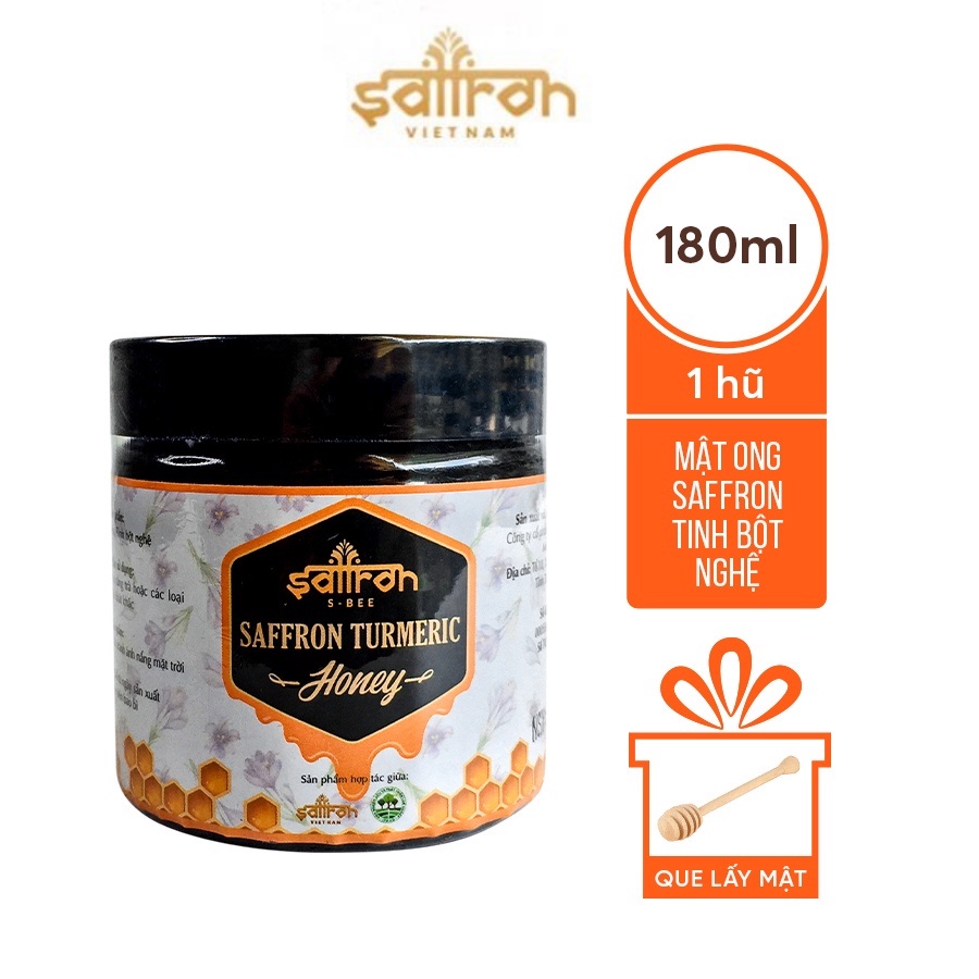 Saffron Turmeric Honey - Mật ong Saffron Tinh Bột Nghệ 180ml hộp thương