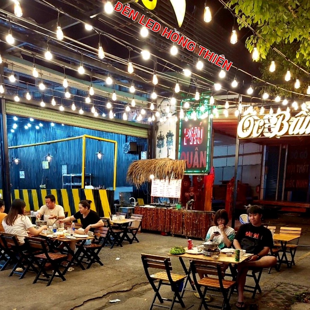 DÂY ĐUÔI ĐÈN TRANG TRÍ KÍN NƯỚC NGOÀI TRỜI KÈM BÓNG 3W