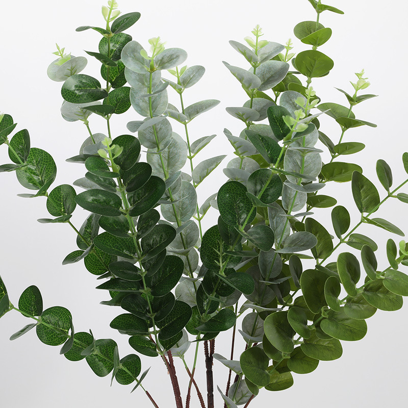 3D Silk Simulation Eucalyptus/ Real Touch Green Artificial Plants/ Fake Plant Leaf Home Wedding Garden Decoration
