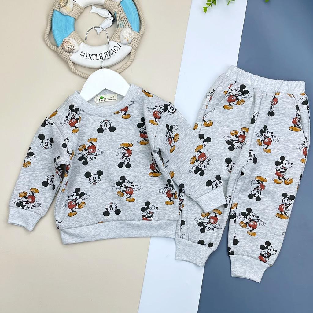 Bộ quần áo nỉ bông LITIBABY hình khủng long, mickey. Chất nỉ bông dầy, ấm size 2/9 tuổi. Mã BNB