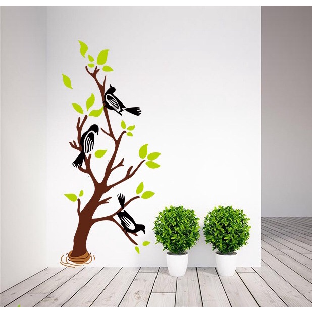 Decal trang trí tường - Nhánh cây nhỏ vành nhạt hiện đại