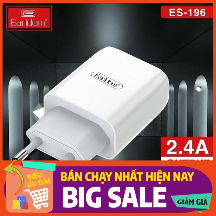 Sạc Bộ Earldom ES-196Sạc Bộ Earldom ES-196 ✅Thiết kế 2 cổng USB điều có công suất là 5V/2.4A giúp tiết kiệm đến 35...