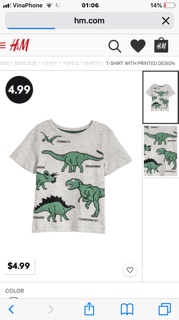 Áo phông bé trai nhiều mẫu H&M