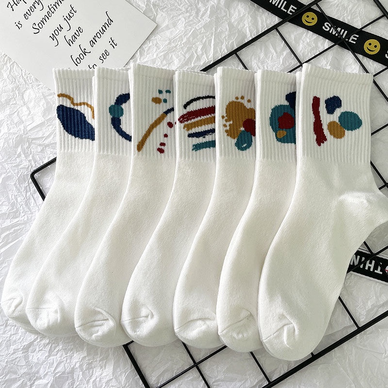 Vớ Ống In Họa Tiết Graffiti Phong Cách Đường Phố Hàn Quốc Nhật Bản Dành Cho Nữ