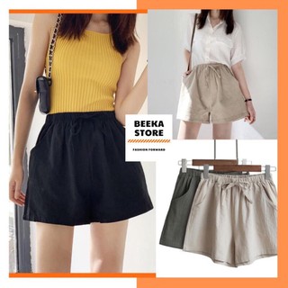 Quần short nữ ống rộng vải đũi BEEKA STORE, Quần đùi nữ ống rộng cá tính siêu đẹp