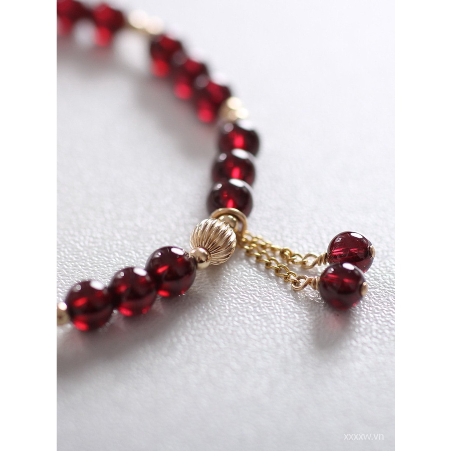 Vòng Tay Đính Đá Pha Lê Garnet Tự Nhiên Thiết Kế Đơn Giản Tinh Tế Cho Nữ