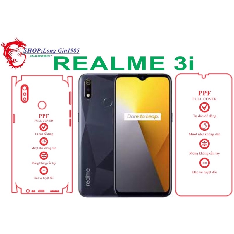 Realme 3i miếng dán trong Ppf mặt sau và mặt trước chống va đập chống trầy xước