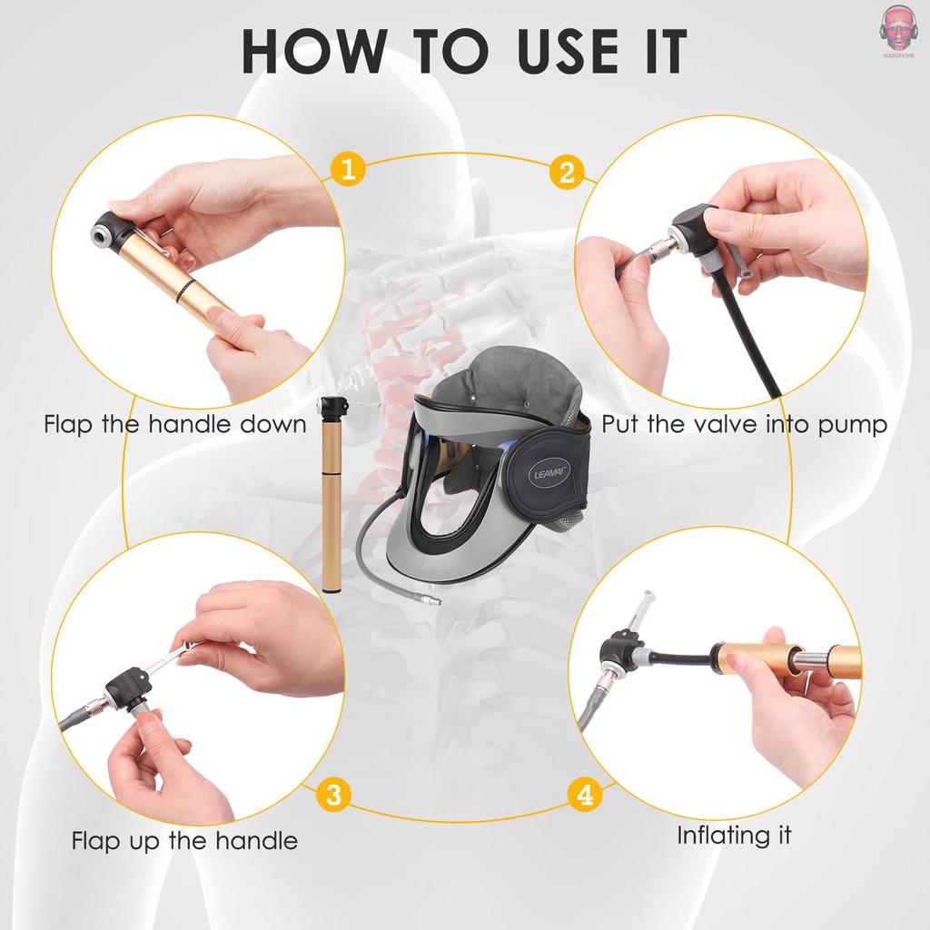 Thiết Bị Kéo Căng Cổ Bơm Hơi Y Tế nicephoto LEAMAI Hỗ Trợ Giảm Đau Tại Nhà / Văn Phòng