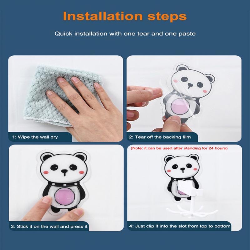 Móc Dán Tường Hình Hoạt Hình Xoay 360 Độ Tiện Dụng° Giá Treo Đồ 6 Móc Có Thể Xoay Được Cho Nhà Bếp Nhà Tắm Giá Đỡ