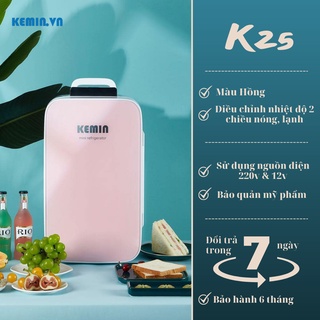 Tủ lạnh mini đựng mỹ phẩm Kemin K25 lít màu Hồng, điều chỉnh nhiệt độ 2 chiều, nhỏ gọn tiện lợi bảo hành 6 tháng