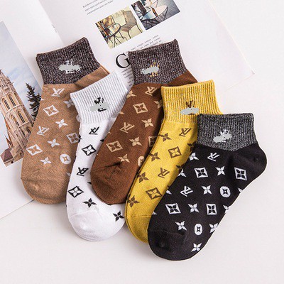 [Mã FAMARAL1 giảm 10K đơn 50K]Set 5 Đôi Tất Cotton In Họa Tiết Cao Cấp Thoáng Khí
