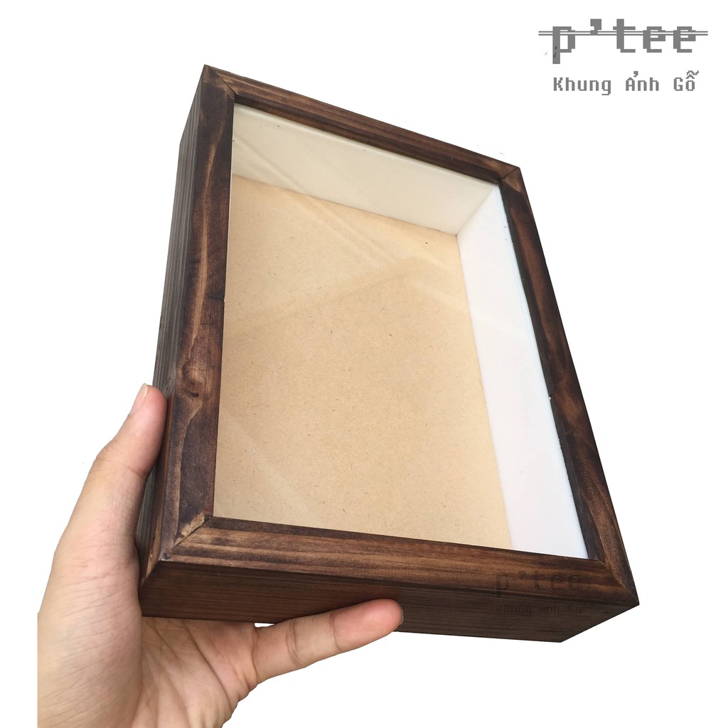 Khung ảnh gỗ Box-2 15x21 A5 - Khung hình gỗ thông trang trí handmade - Wooden Frame by Tiệm Khung P'Tee