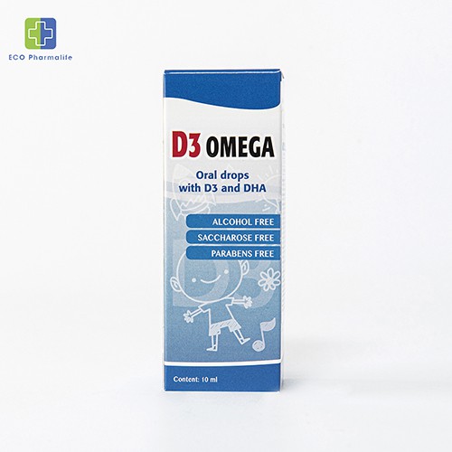 Siro D3 Omega 10 ml- Bổ sung Vitamin D3 và DHA giúp tăng cường hấp thu Canxi và phát triển trí não ở trẻ