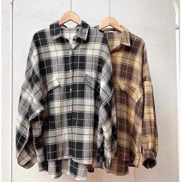 freeship Áo Sơ Mi Nữ ,Sơ Mi Kẻ Tay Bồng KOREA 2 Màu F001 | BigBuy360 - bigbuy360.vn