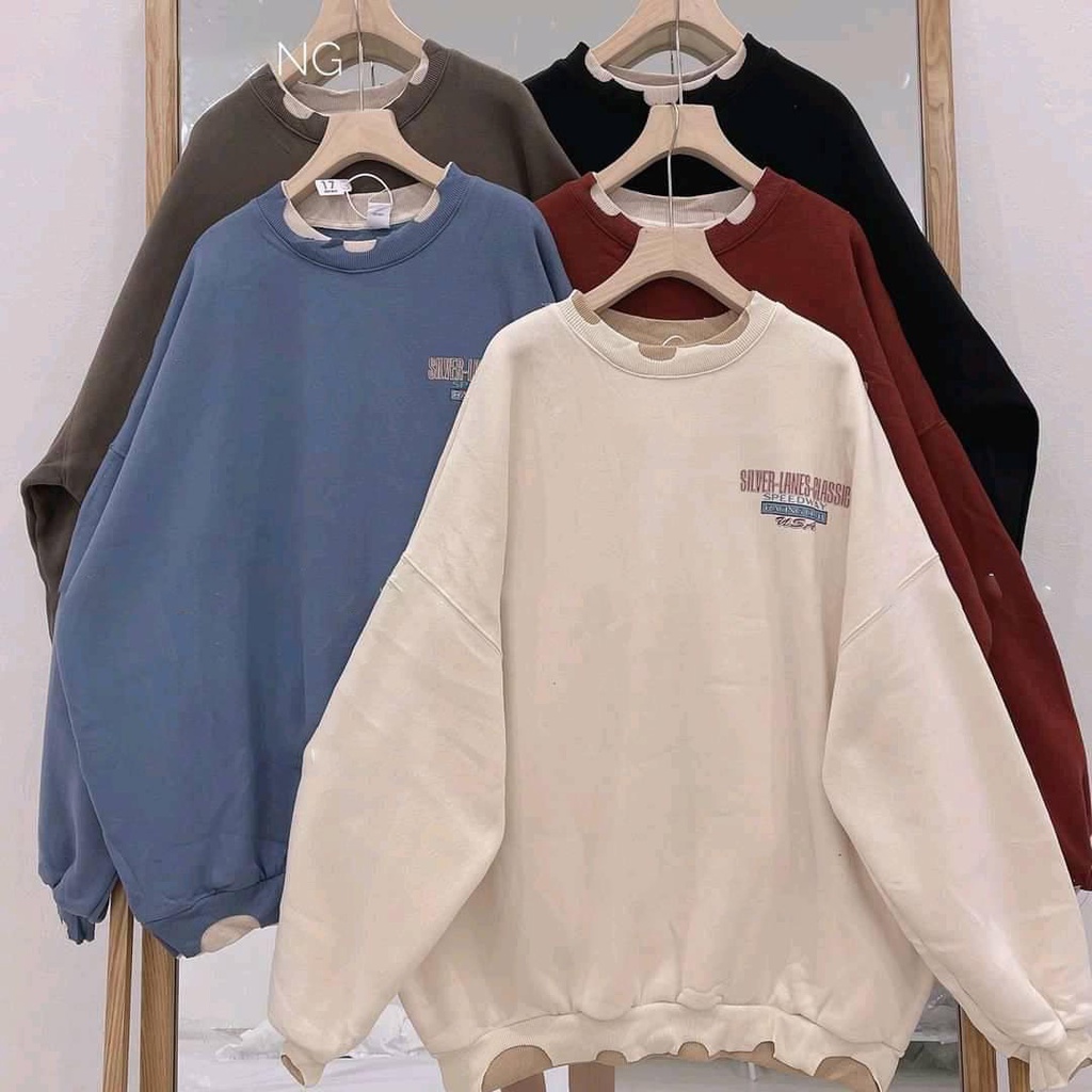 Áo nỉ sweater Silver form rộng chất đẹp
