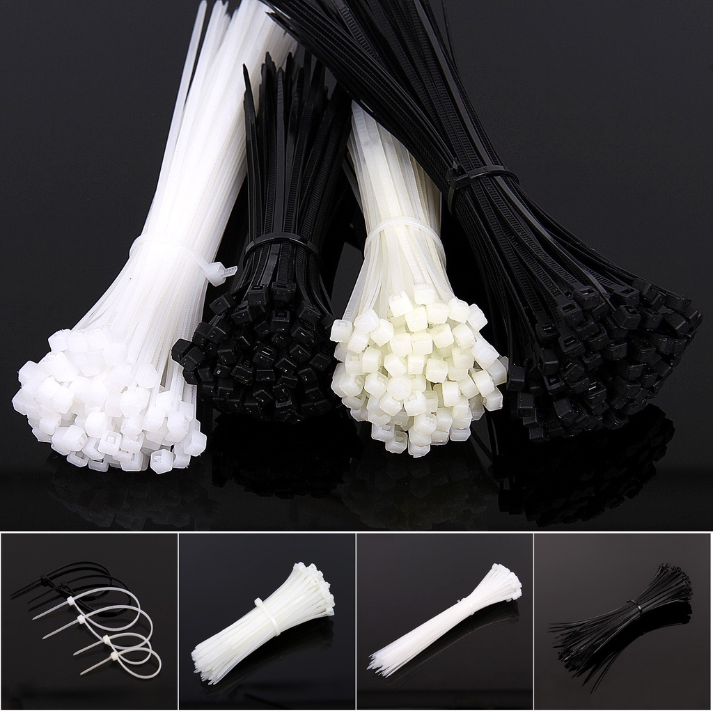 Bộ 100 dây buộc cáp nylon tự khóa cố định tiện dụng