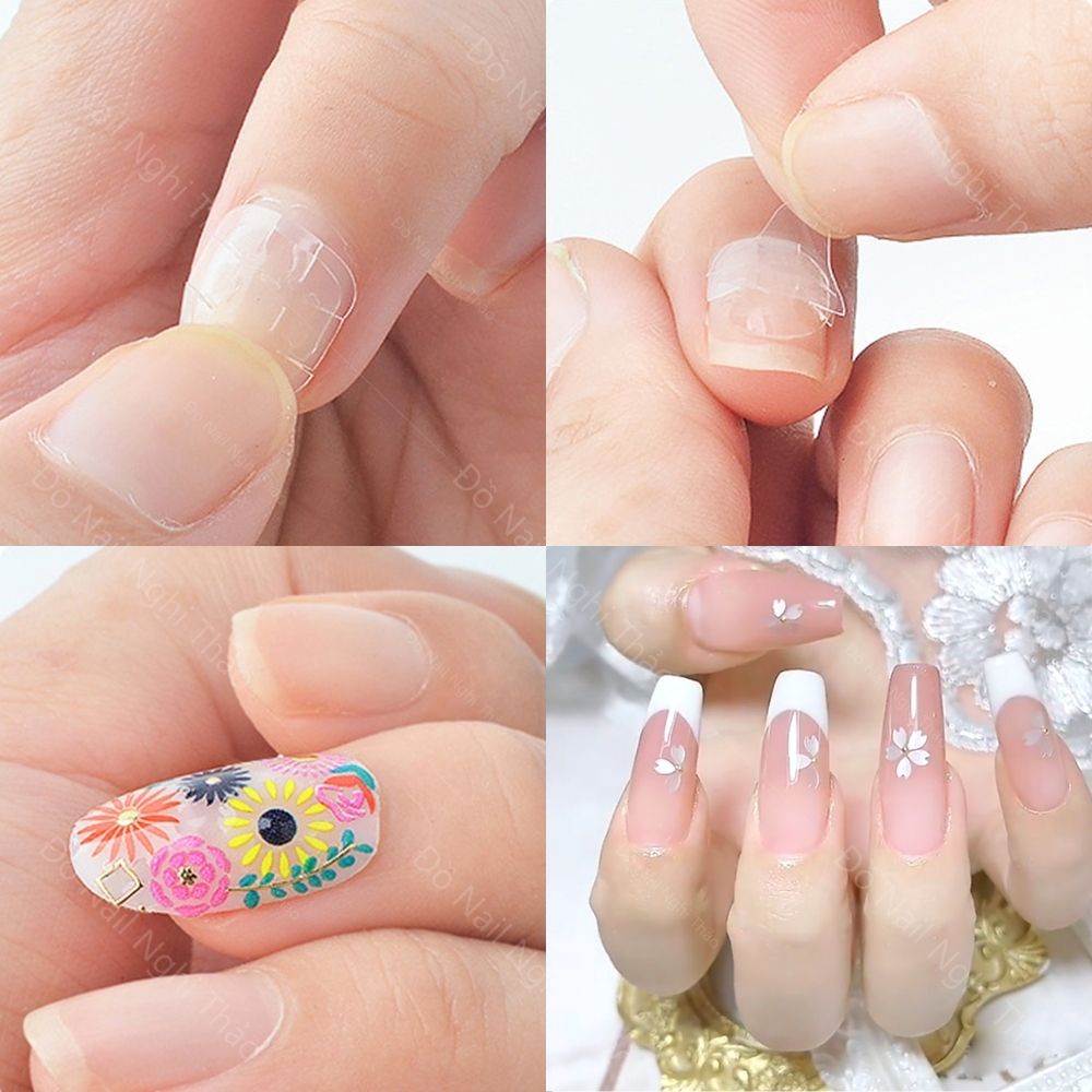 Miếng dán móng tay giả NGHI THẢO set 50 tấm