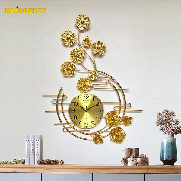 Đồng hồ treo tường MONSKY GCLOCK loại 95X74 (cm) cao cấp làm từ kim loại sơn tĩnh điện chạy máy kim trôi chuẩn (2022)