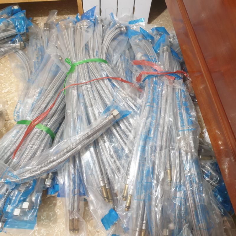 Bộ 2 dây cấp nước nóng lạnh cho vòi rửa mặt lavabo, vòi rửa chén bát inox 50cm