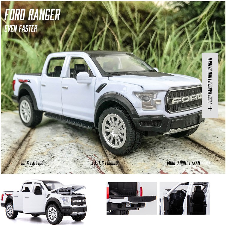 Mô hình xe ô tô Ford Ranger 1:32 xe làm bằng kim loại mở được cửa ,có đèn và âm thanh dùng làm đồ chơi trẻ em