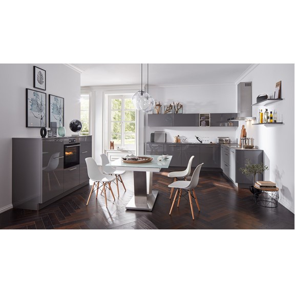 KITCHEN, Tủ bếp gỗ công nghiệp Acrylic bóng gương cao cấp KIT_004, kệ bếp Scandi Home