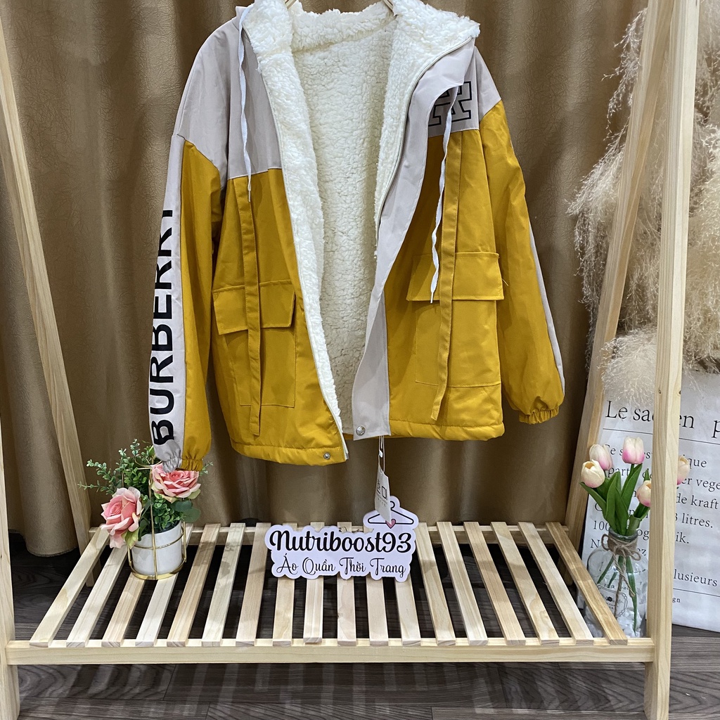 Áo Khoác Gió Lót Lông Nữ Vải Trống Nước Dày Dặn Ấm Áp