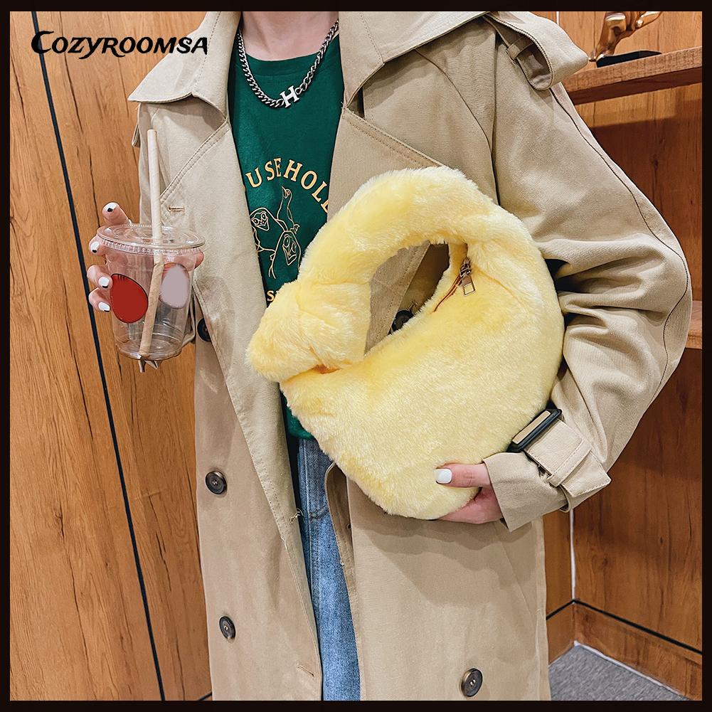 Túi xách lông nhung màu trơn thời trang thu đông cho nữ