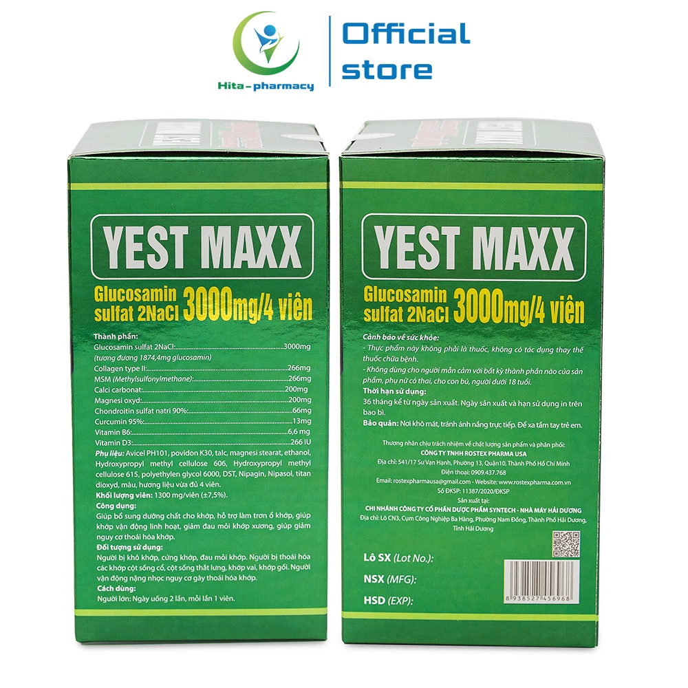 Viên uống bổ xương khớp Yest Maxx ROXTECH Glucosamin 3000mg - 60 viên