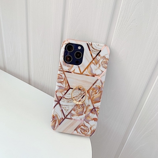 Case Samsung Galaxy Note 20 Ultra Note 10 Plus Note 9 Note 8 S20 Ultra S20 Plus S10 Plus S10e S9 Plus S8 Plus A21S M21 M30S A51 A71 5G A41 A70 A50 A50S A40 A30S Electroplate Marble Rose Flower Ring Stand Case Cover
