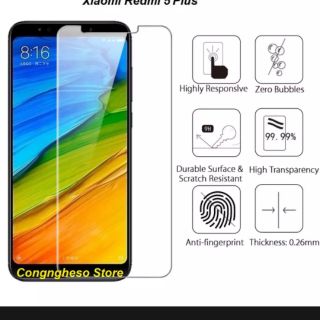 Combo bộ 2 kính cường lực cho Xiaomi Redmi 5 Plus Tặng Ốp dẻo