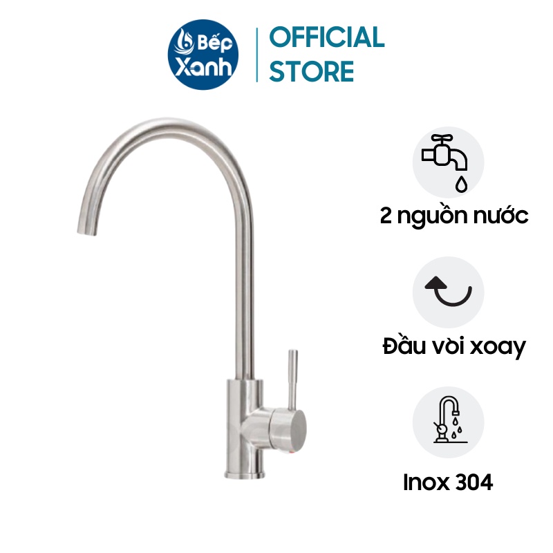 [FREESHIP HCM] Vòi Rửa Chén Eurogold EUF016M - Inox 304 - Xoay 360 Độ