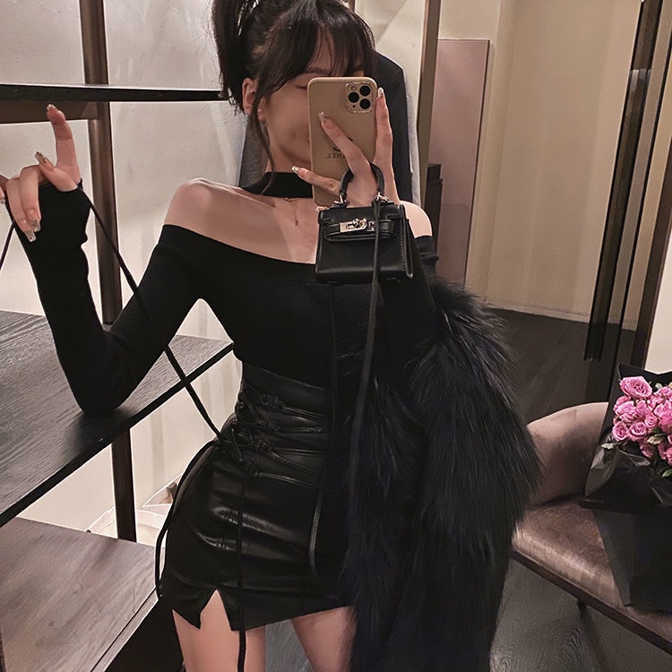 COZOK Chân váy lưng cao xẻ tà quyến rũ cho nữ