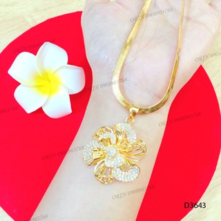 Dây chuyền nữ dạng dẹp mặt hoa xoáy 3 cánh đính đá cao cấp Orin D3643 đẳng cấp