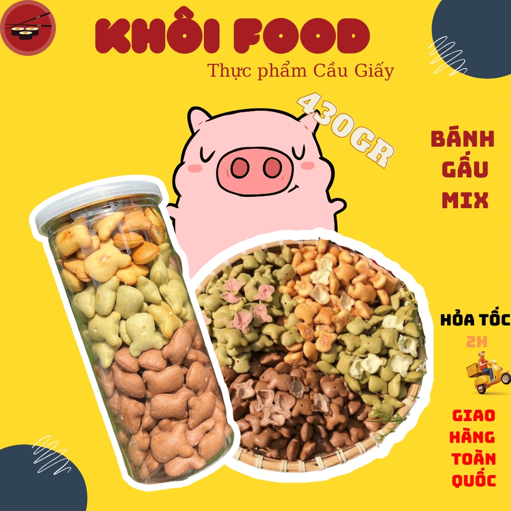 Bánh gấu Thiên Hồng nhân kem mix 3 vị cực ngon, bon miệng đóng tiện lợi