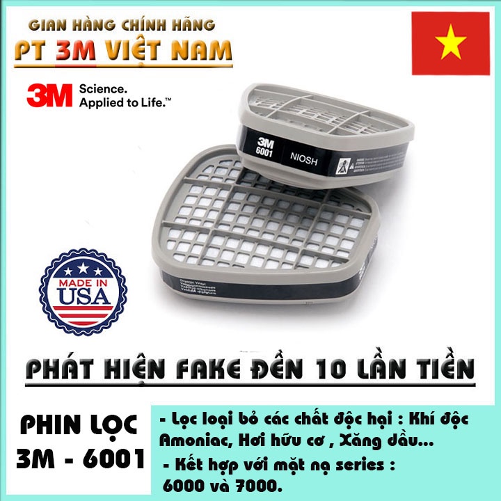 Phin lọc hơi hữu cơ, vô cơ 3M 6001