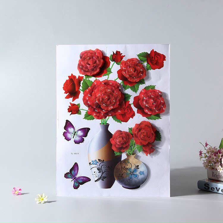 Tranh Decal Dán Bình Hoa 3D Hoa Nổi Trang Trí | BigBuy360 - bigbuy360.vn