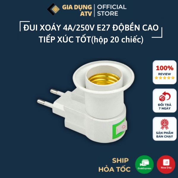 ĐUI ĐÈN E27 , ĐUI XOÁY 4A/250V ĐỘ BỀN CAO TIẾP XÚC TỐT(hộp 20 chiếc)