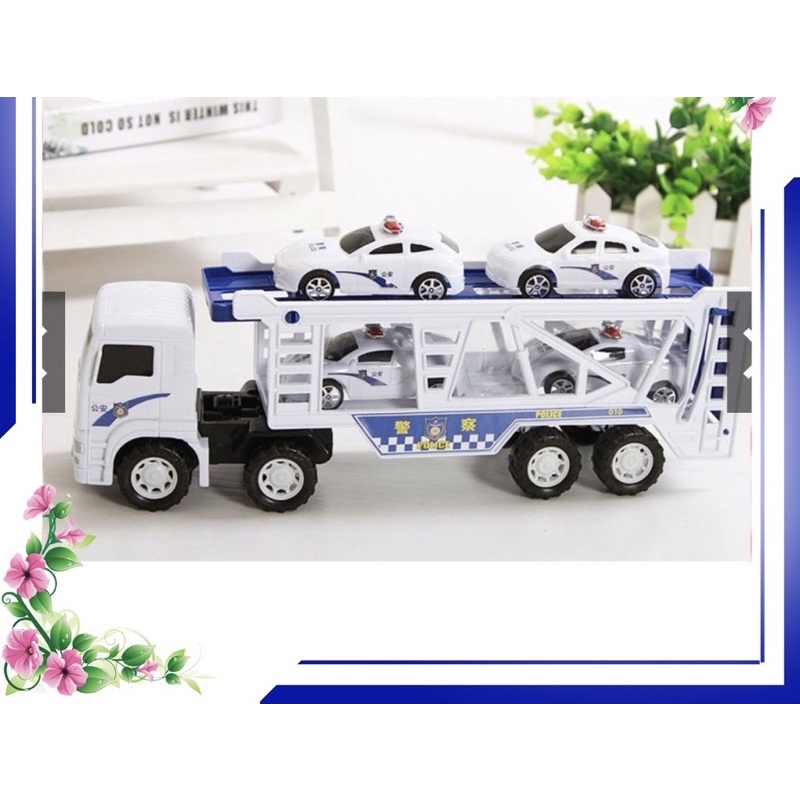 Ô tô đồ chơi trẻ em - Bộ Xe tải chở xe cảnh sát - quà tặng bé