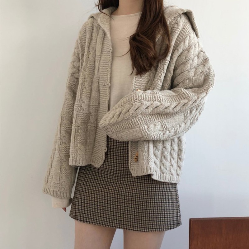 Áo Khoác Len Cardigan Dày Cổ Thủy Thủ Phong Cách Hàn Quốc Thời Trang Mùa Thu Mới Cho Nữ