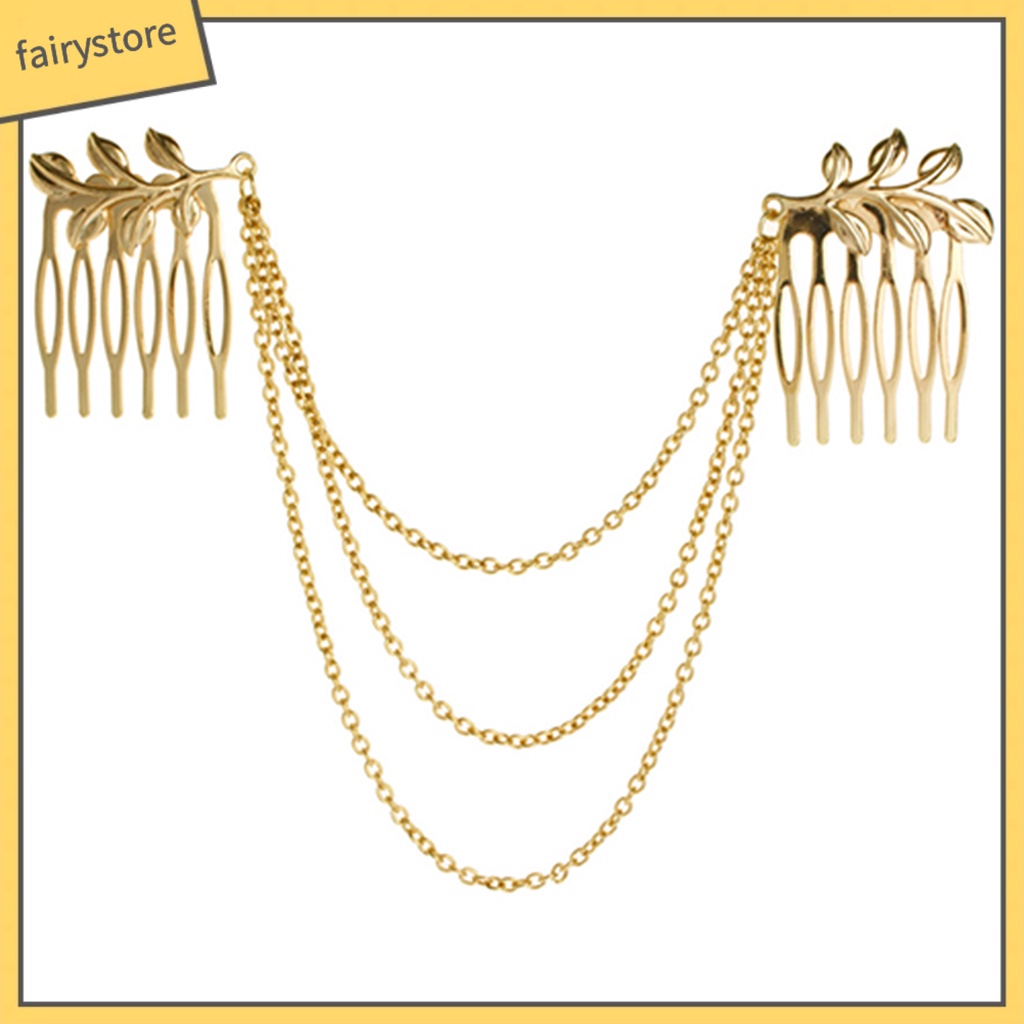 Lược cài tóc hình chiếc lá đính đá thời trang thanh lịch dành cho nữ