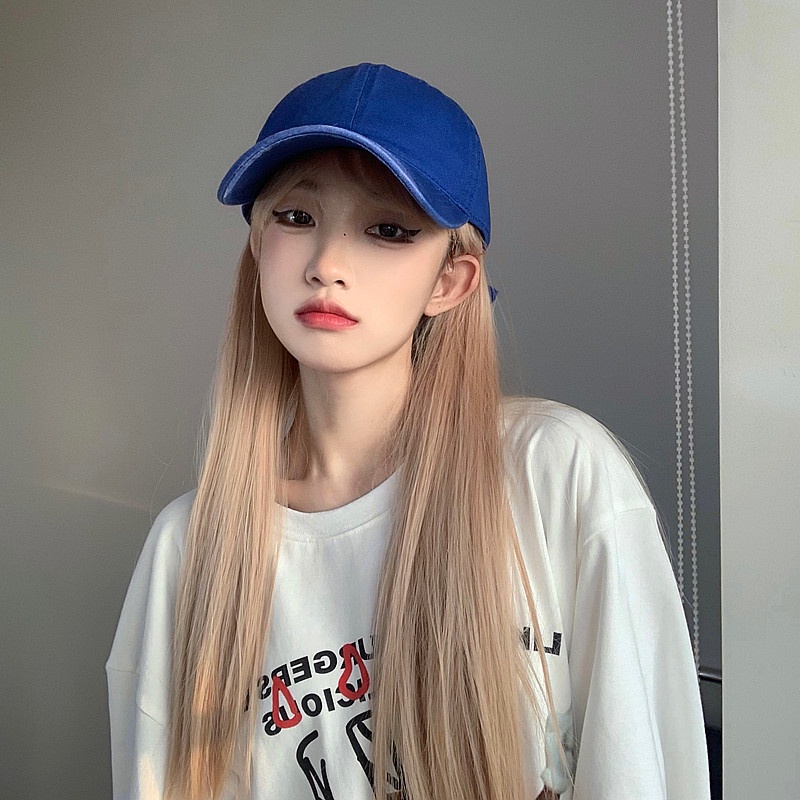 Mũ Lưỡi Trai Màu Xanh Da Trời Phong Cách Hàn Quốc Đơn Giản Thời Trang Unisex