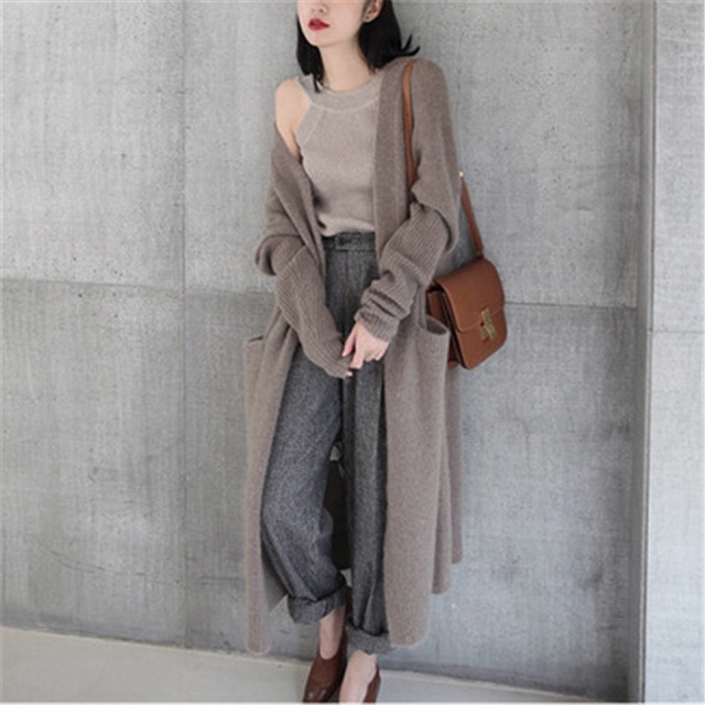 Áo cardigan len dáng dài