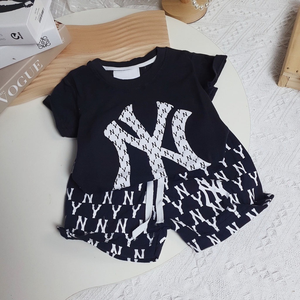 Bộ Cộc Tay Cho Bé Trai, Bộ Quần Áo Bé Trai In Chữ N Y Cho Bé Chất Cotton Cực Mát - LILA KIDS