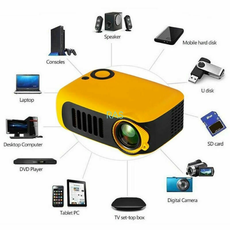 Máy Chiếu Mini A2000, Máy Chiếu Cầm Tay Rạp Hát Tại Nhà 1080P HD LED Máy Chiếu Phim có thể kết nối điện thoại, laptop, máy tính