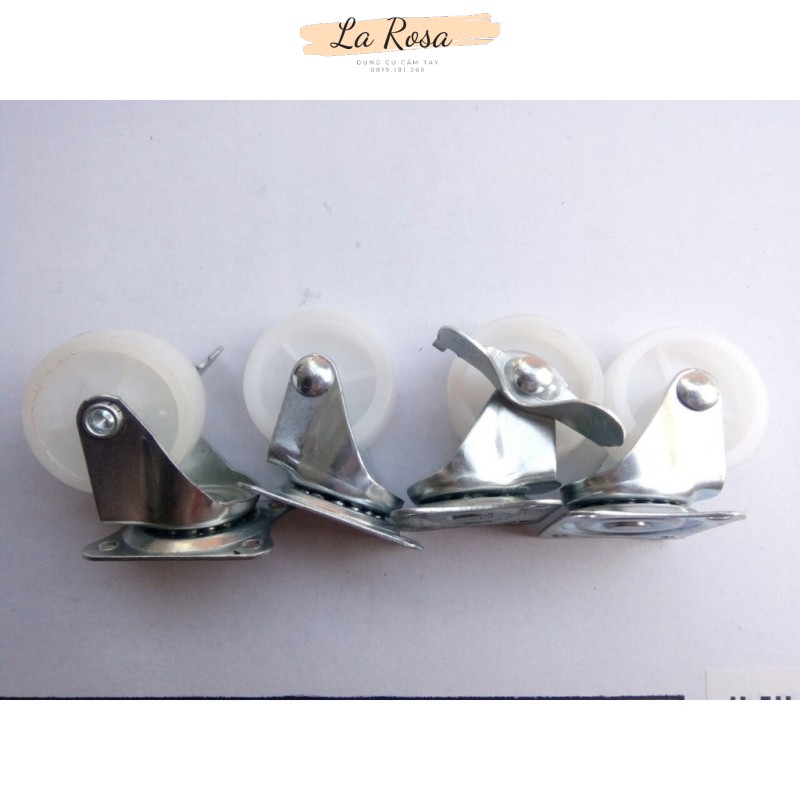 Bánh xe đẩy hàng, Bộ 4 bánh xe nhựa trắng 4cm XOAY 360°- Dùng để hỗ trợ vận chuyển rất hiệu quả